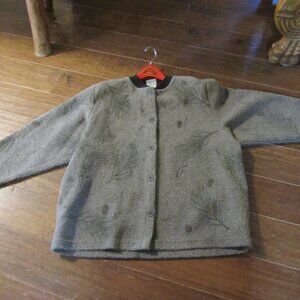 vtg Artisian brown cardian nature lover sweater USA md button front lg